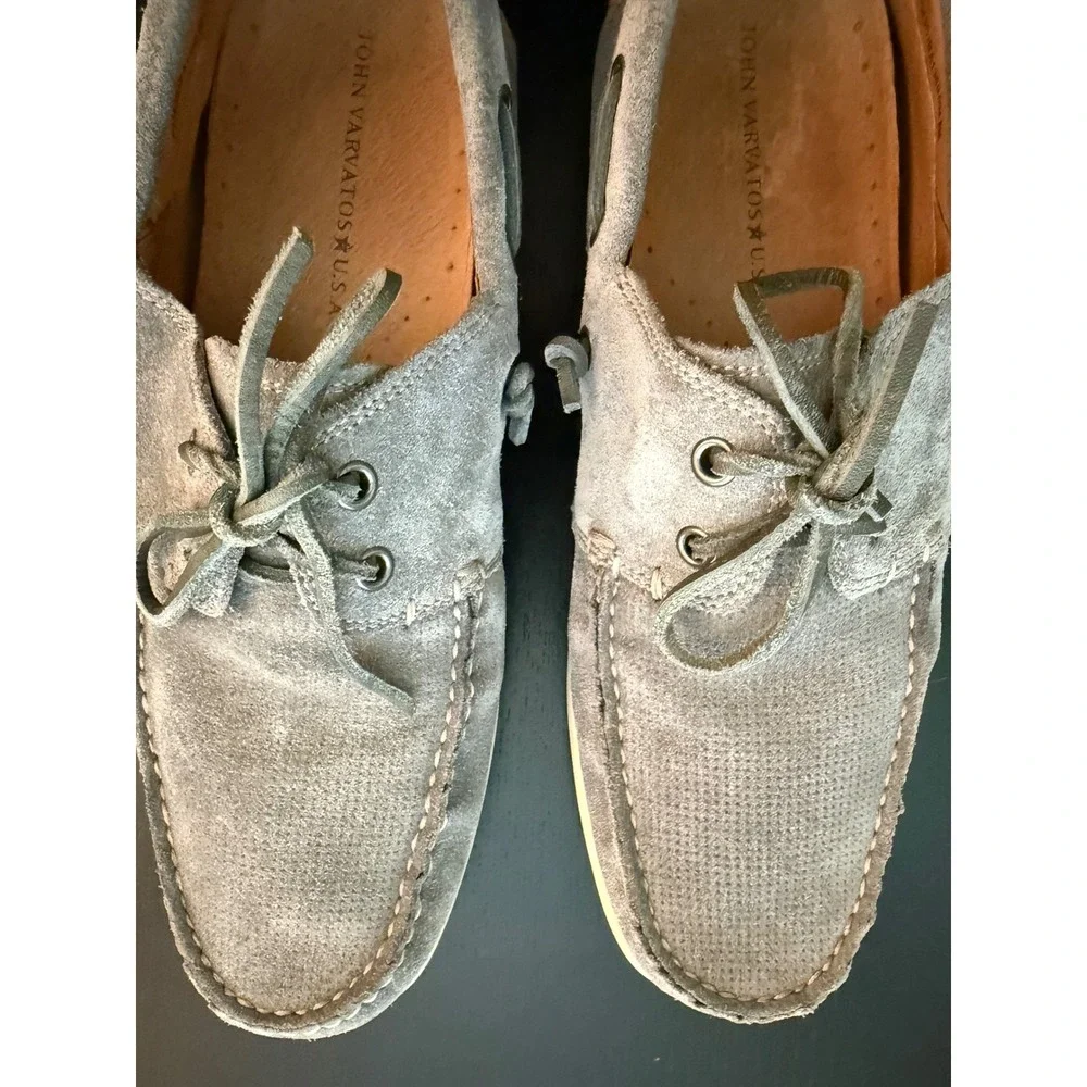 John Varvatos USA Mens Suede Boat Shoes Size 8M Gray Slip-On Deck Resortwear